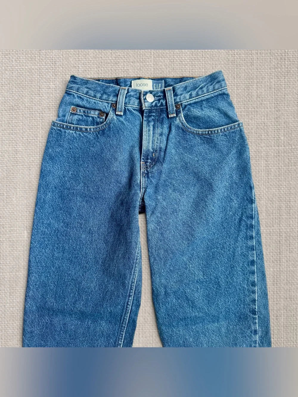 Vintage 90s Gap Blue Jeans Loose Fit Medium Wash Boys 10 Fits Women XXS 23x25.5